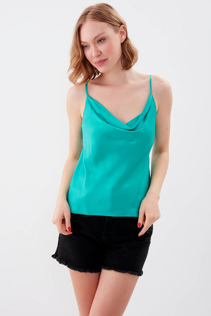DEGAJE COLLAR SATEN BLOUSE
