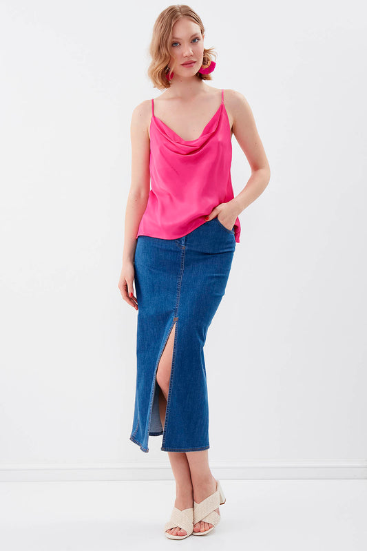 DEGAJE COLLAR SATEN BLOUSE
