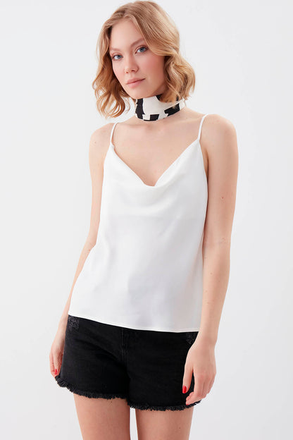 DEGAJE COLLAR SATEN BLOUSE