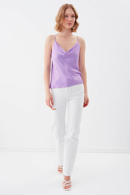 DEGAJE COLLAR SATEN BLOUSE