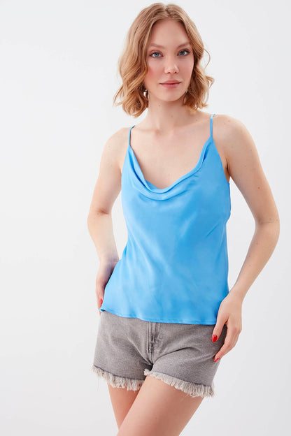 DEGAJE COLLAR SATEN BLOUSE
