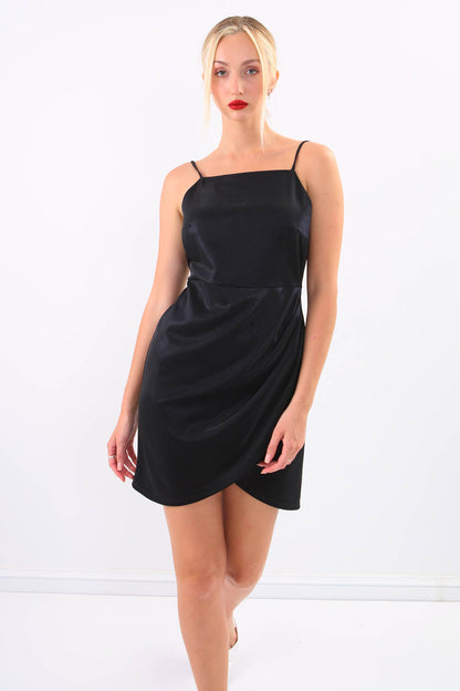 BRIGHT SATIN DRESS WITH STRING STRAPS