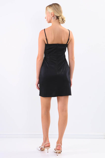 BRIGHT SATIN DRESS WITH STRING STRAPS