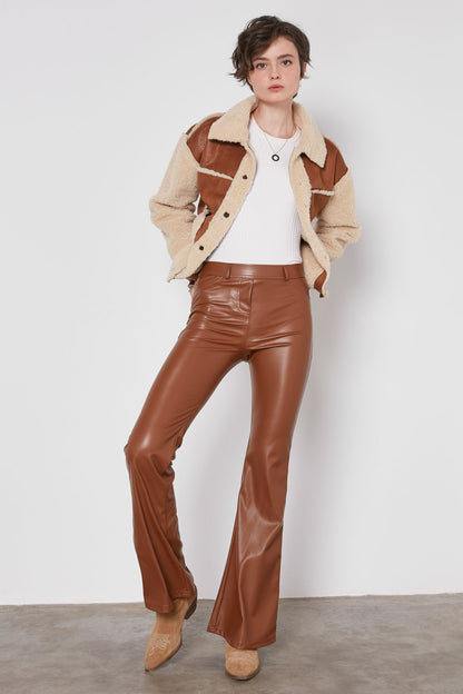SPANISH TRACK FAUX LEATHER TROUSERS