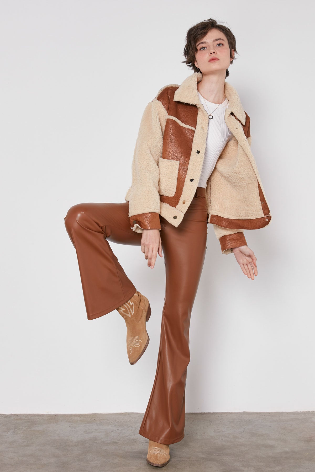 SPANISH TRACK FAUX LEATHER TROUSERS