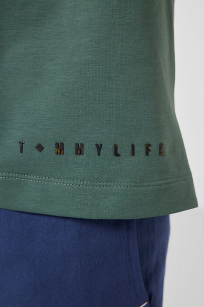 Light green cotton soft woven oversize basic T-Shirt - 11297