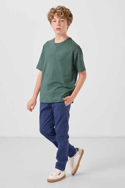 Light green cotton soft woven oversize basic T-Shirt - 11297
