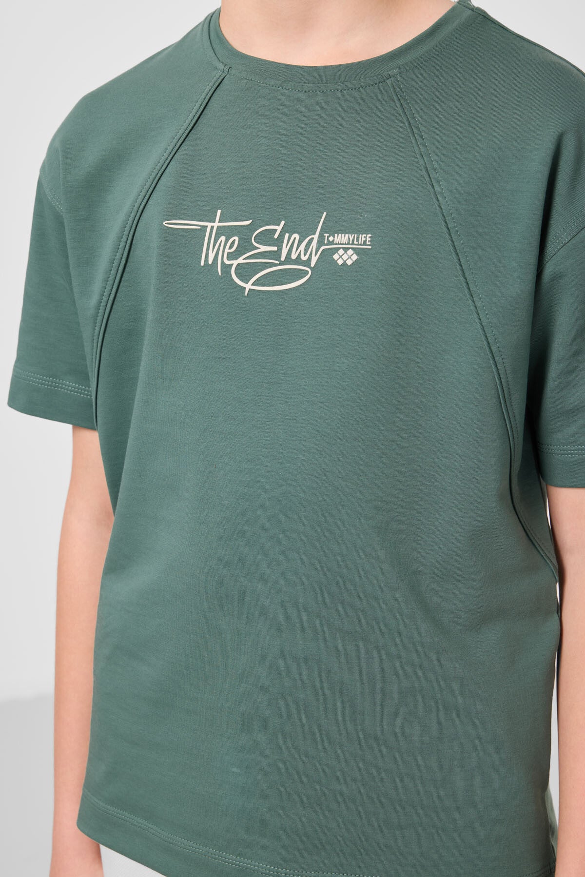 Light green cotton soft woven oversize printed boys boys T-Shirt - 11285