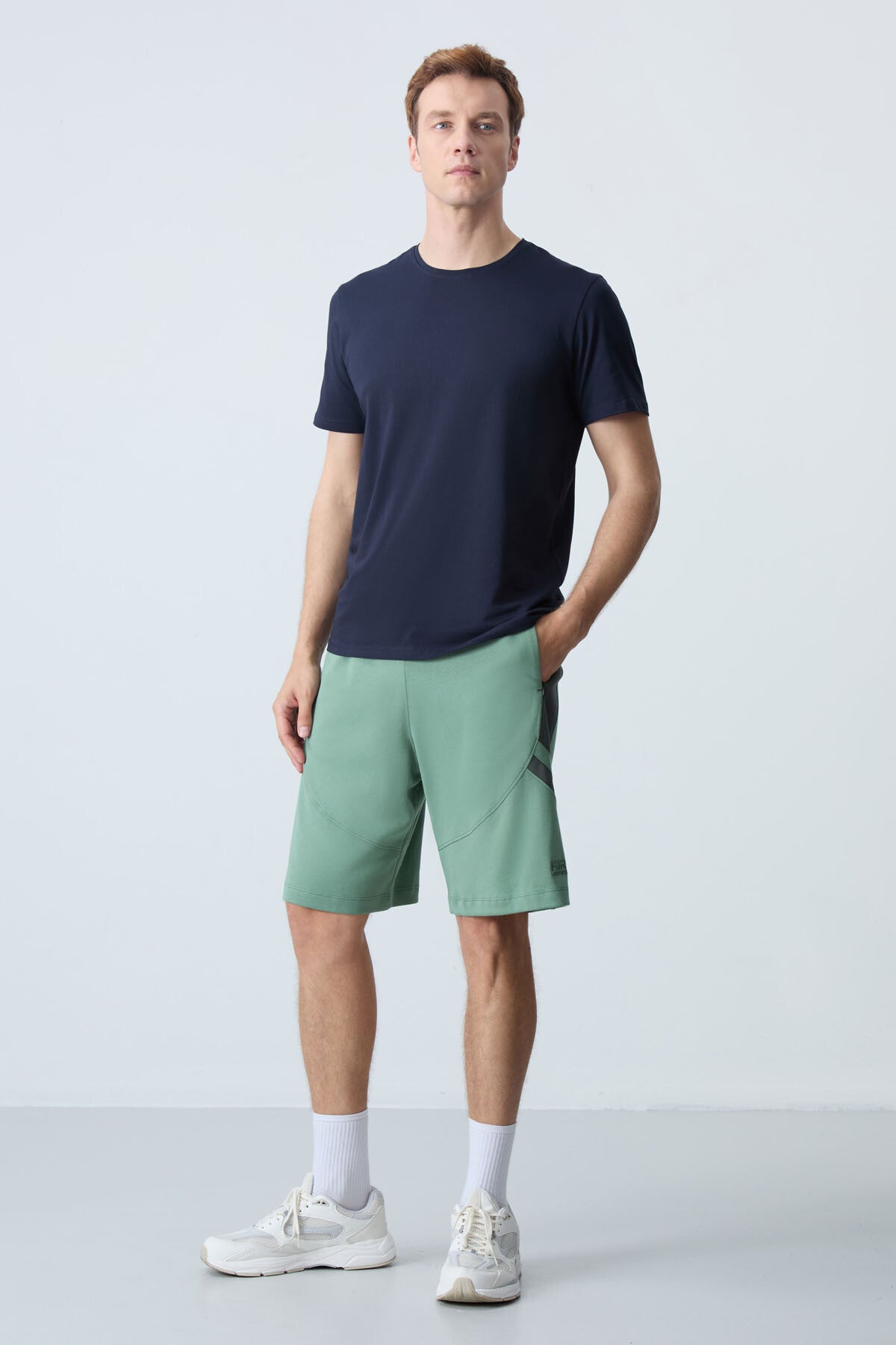 Light Green Cotton Thick Soft Textured Standard Fit Basic Men's Shorts - 81281
