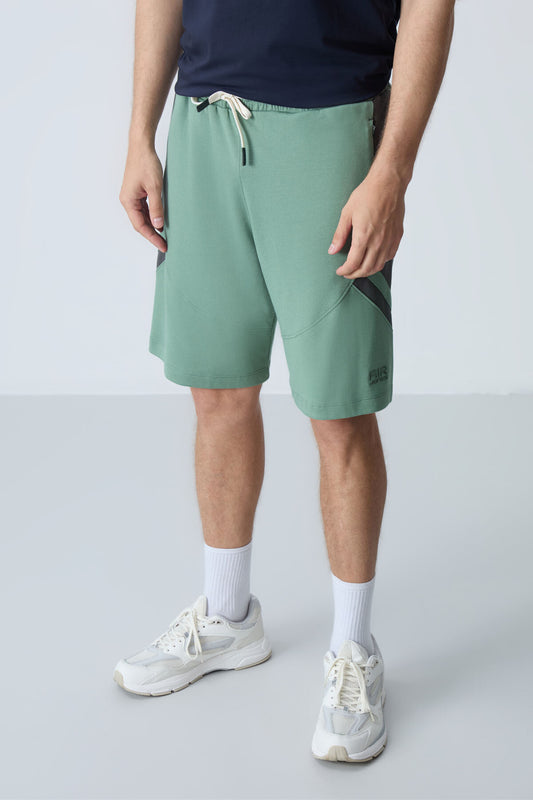 Light Green Cotton Thick Soft Textured Standard Fit Basic Men's Shorts - 81281