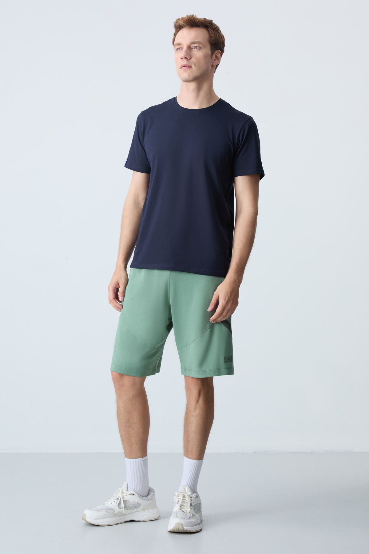 Light Green Cotton Thick Soft Textured Standard Fit Basic Men's Shorts - 81281