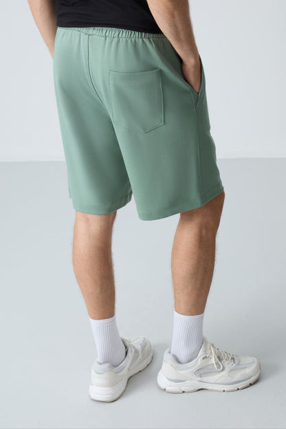 Light Green Cotton Thick Soft Textured Standard Fit Basic Men's Shorts - 81275