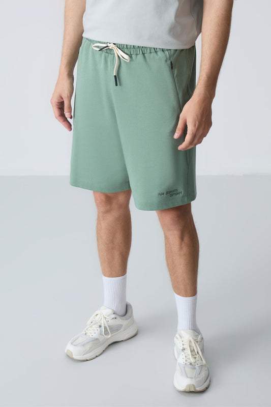 Light Green Cotton Thick Soft Textured Standard Fit Basic Men's Shorts - 81276