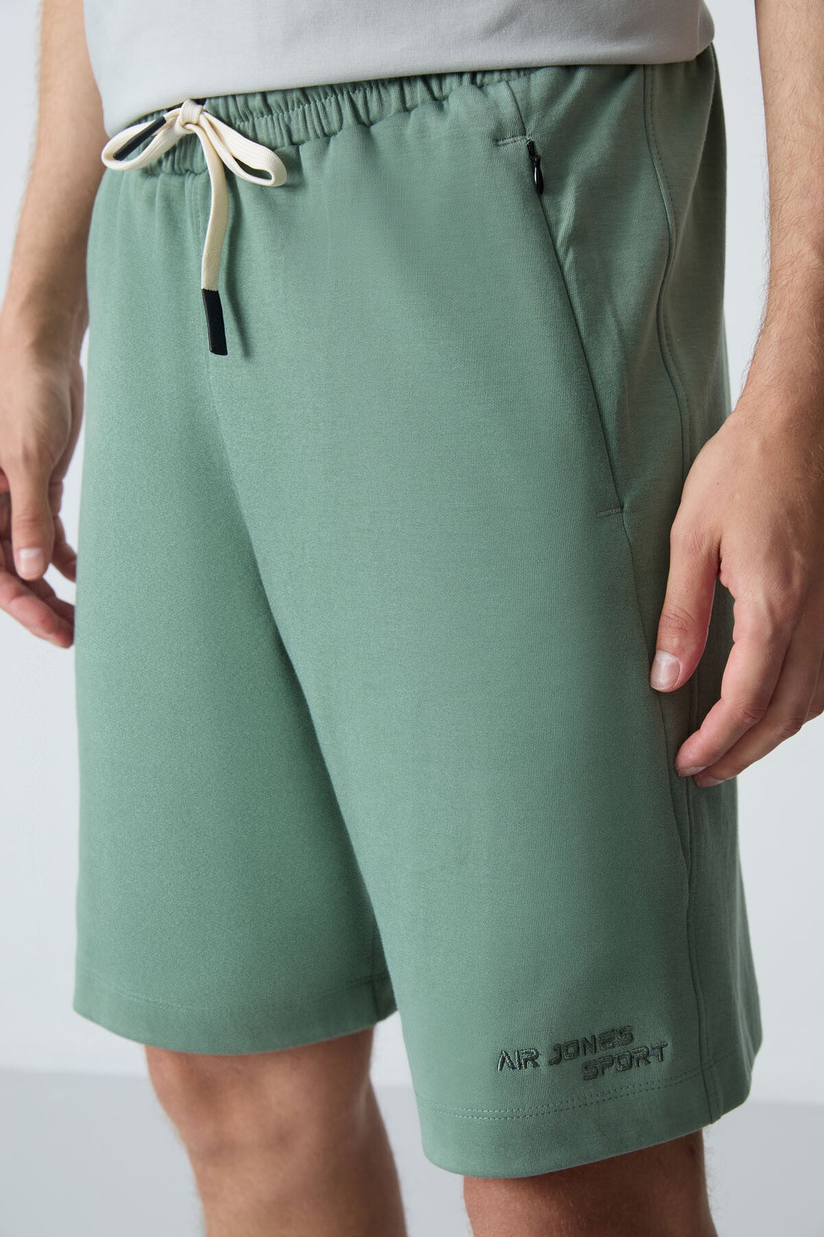 Light Green Cotton Thick Soft Textured Standard Fit Basic Men's Shorts - 81276