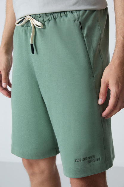 Light Green Cotton Thick Soft Textured Standard Fit Basic Men's Shorts - 81276