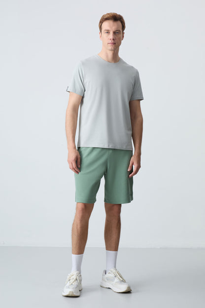 Light Green Cotton Thick Soft Textured Standard Fit Basic Men's Shorts - 81276