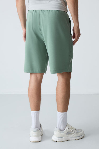 Light Green Cotton Thick Soft Textured Standard Fit Basic Men's Shorts - 81278