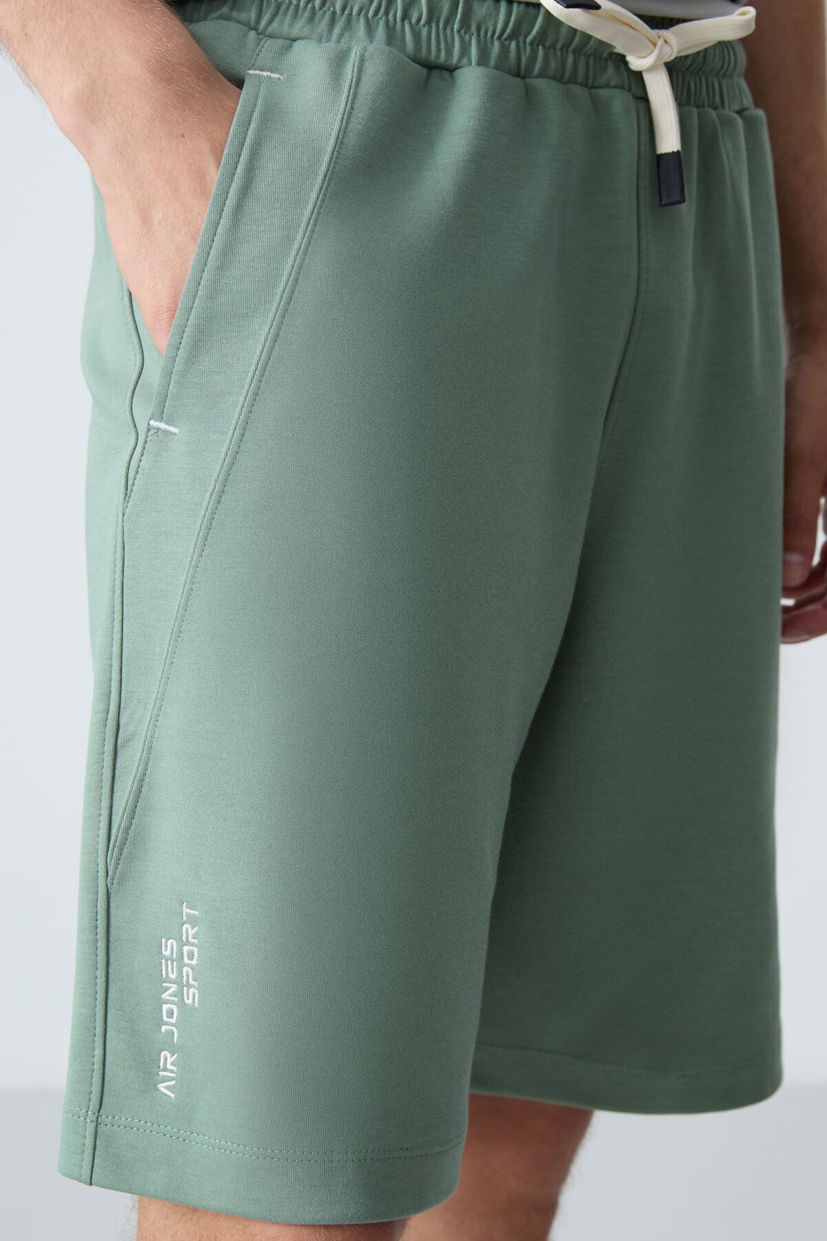 Light Green Cotton Thick Soft Textured Standard Fit Basic Men's Shorts - 81278