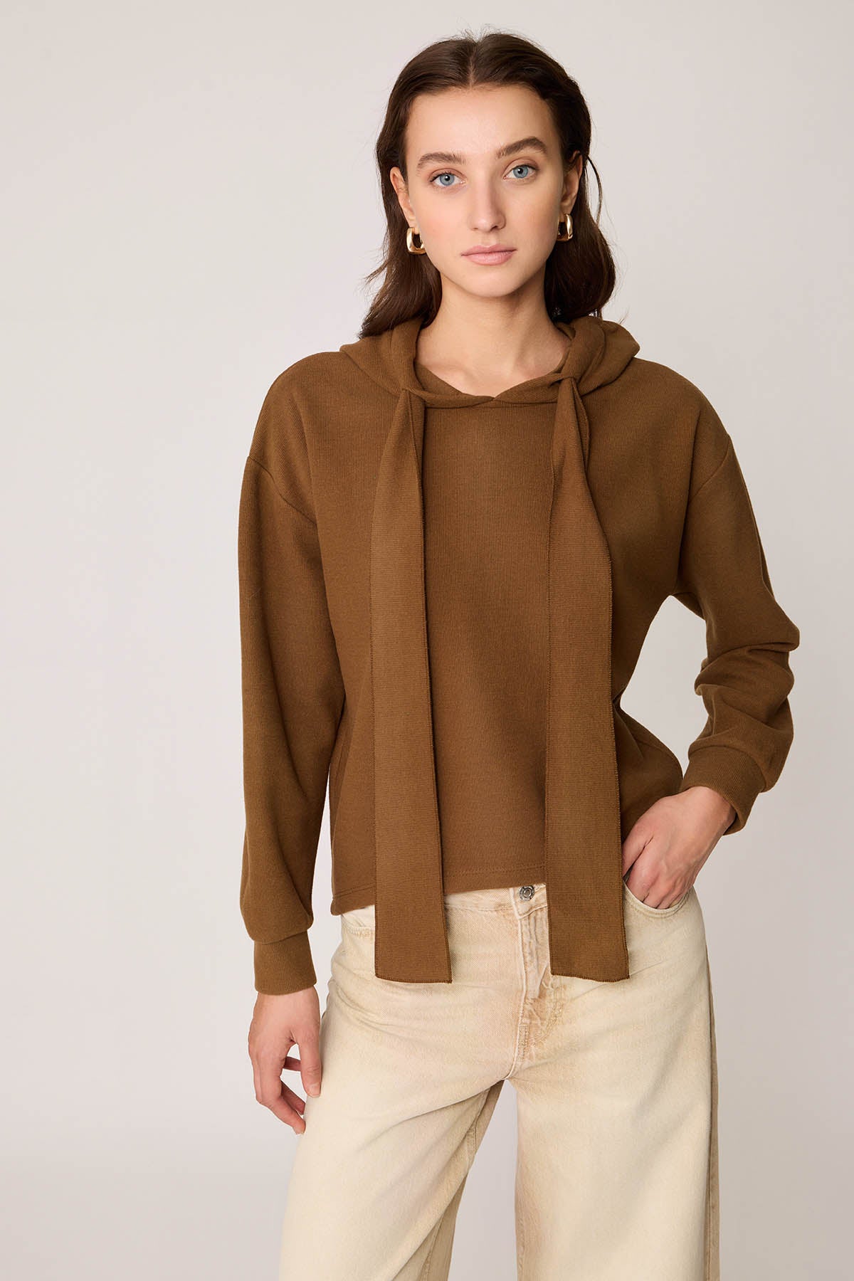 BOLD LACED HOODIE BLOUSE