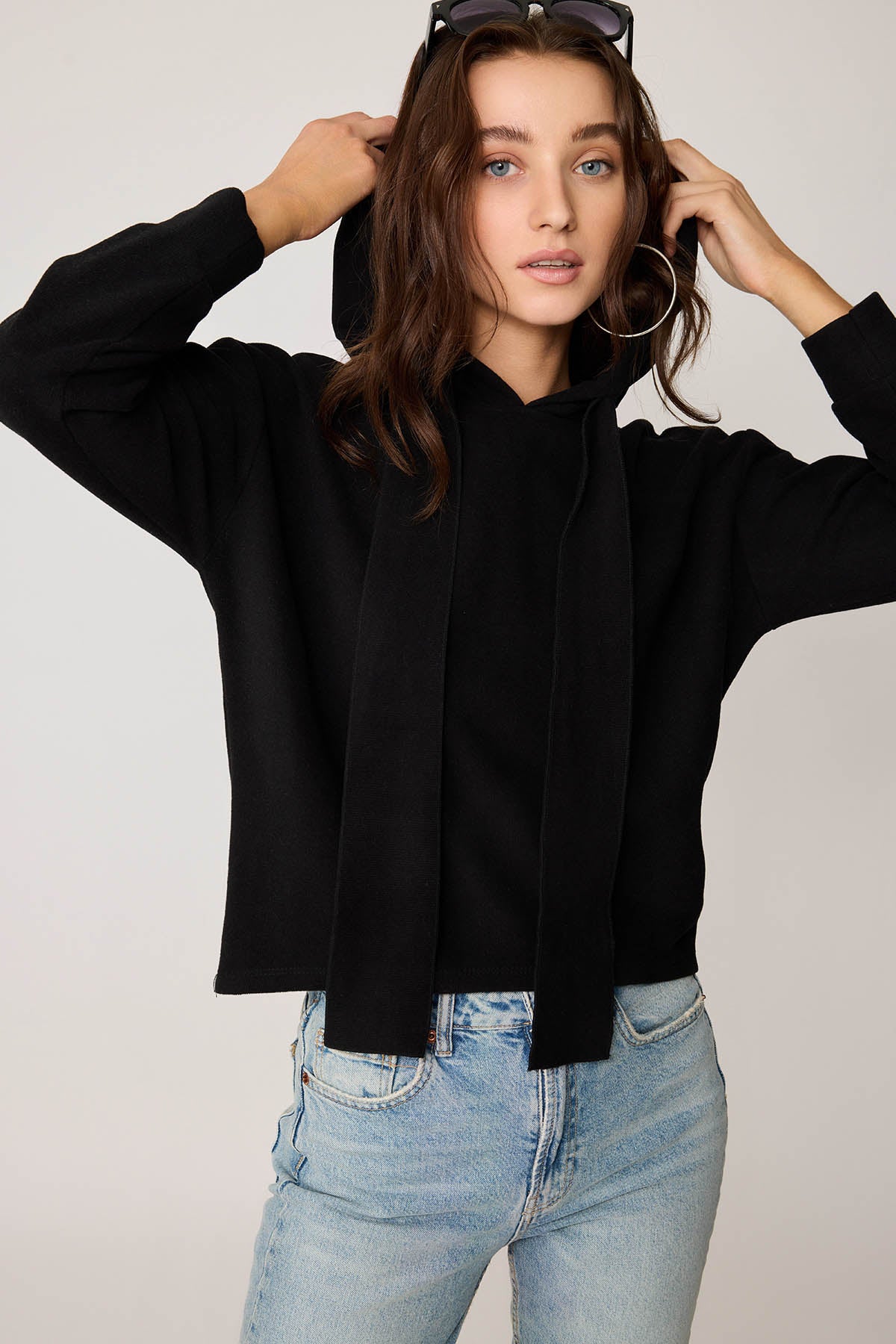 BOLD LACED HOODIE BLOUSE