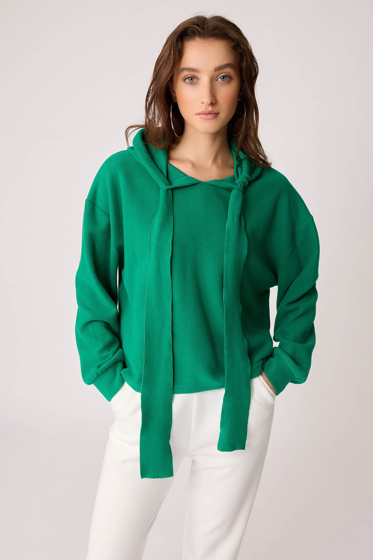 BOLD LACED HOODIE BLOUSE