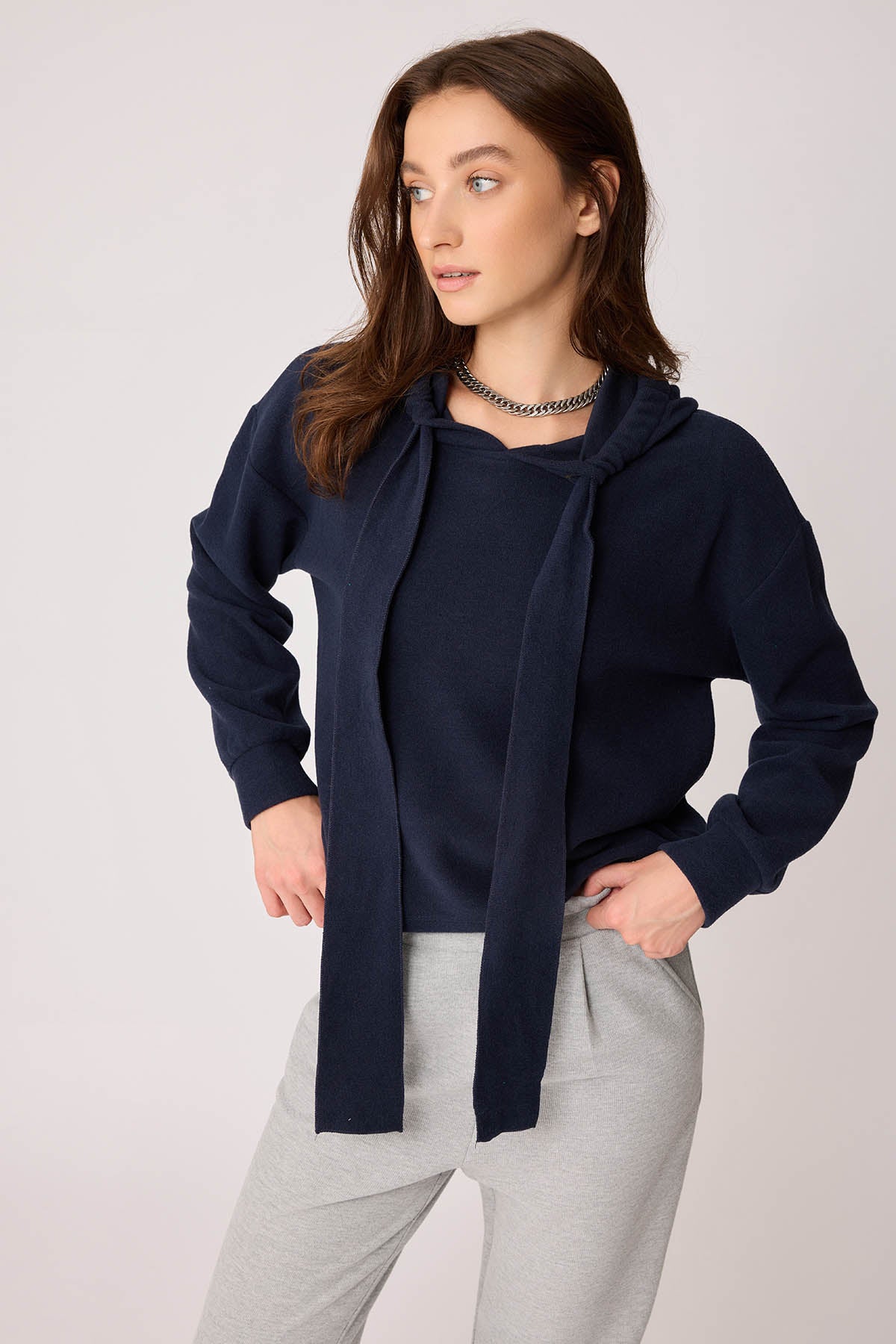 BOLD LACED HOODIE BLOUSE