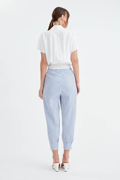 THICK STRIPED  CROP TROUSERS