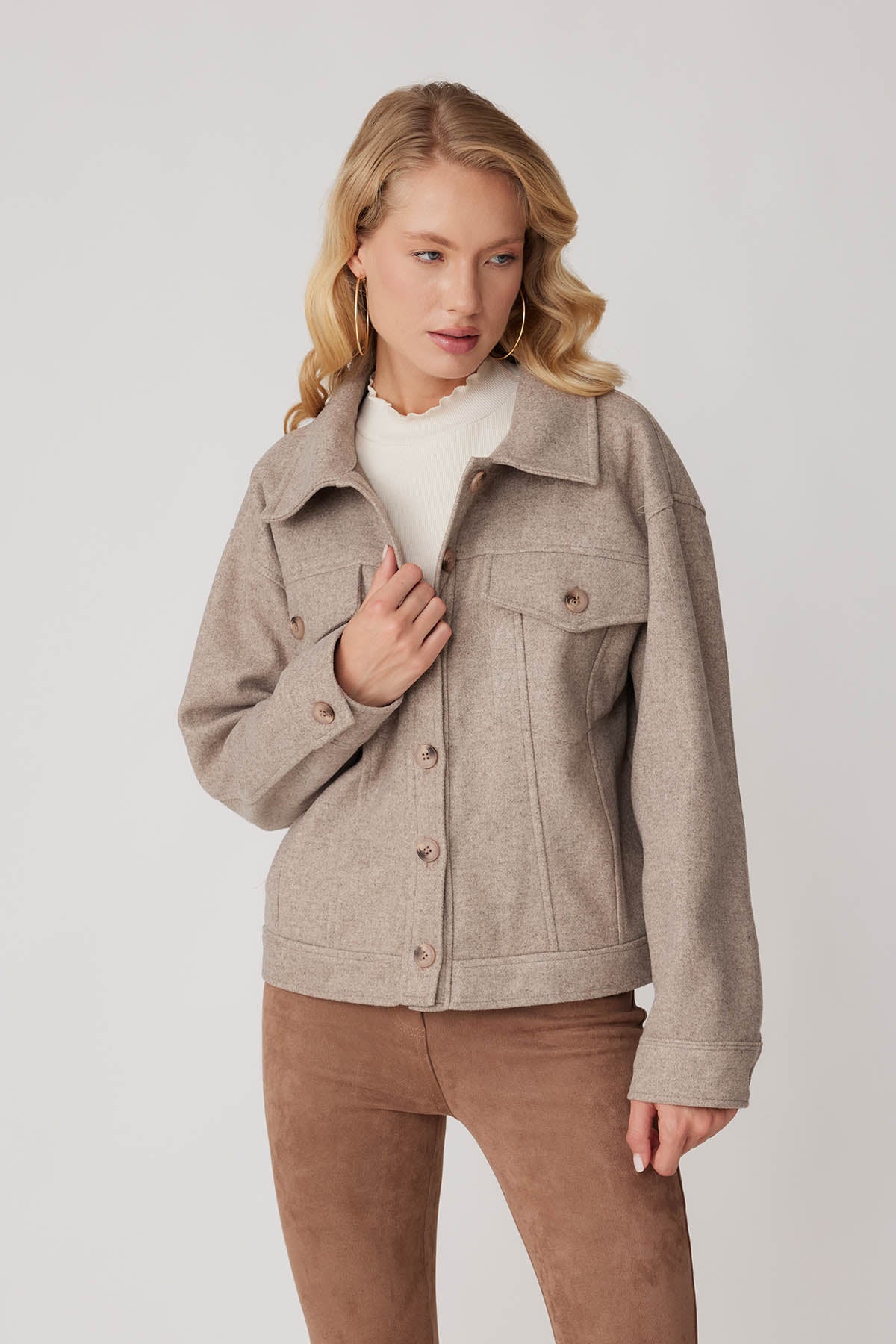 BOWL JACKET WITH COVER POCKET BUTTONS
