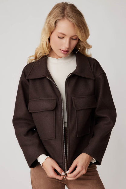 ZIPPERED POUCH JACKET WITH COVER POCKETS