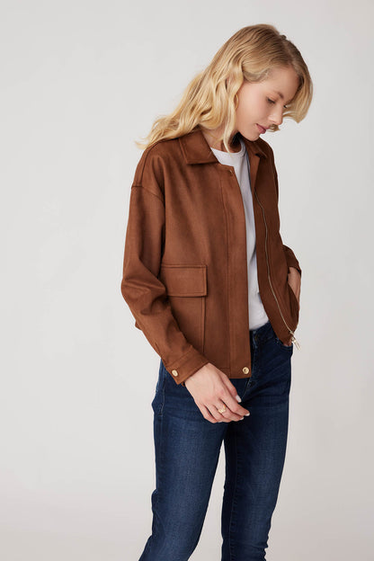 SUEDE JACKET WITH COVER POCKET ZIPPERS