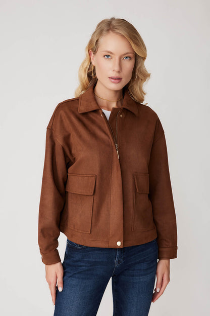 SUEDE JACKET WITH COVER POCKET ZIPPERS
