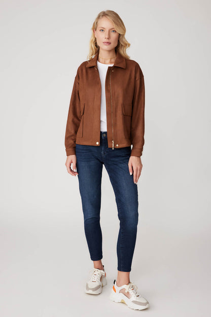 SUEDE JACKET WITH COVER POCKET ZIPPERS