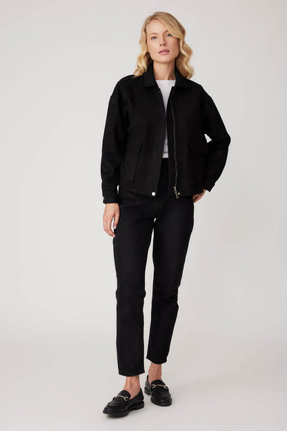SUEDE JACKET WITH COVER POCKET ZIPPERS
