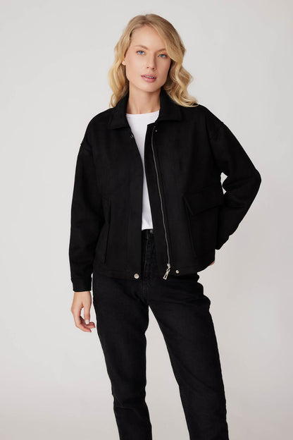 SUEDE JACKET WITH COVER POCKET ZIPPERS