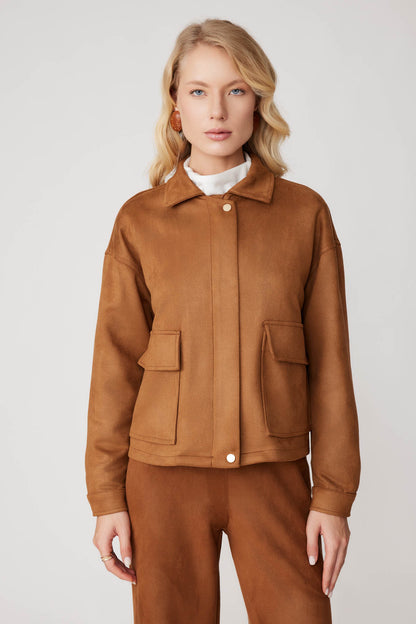 SUEDE JACKET WITH COVER POCKET ZIPPERS