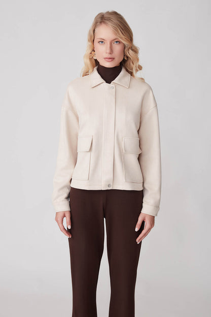 SUEDE JACKET WITH COVER POCKET ZIPPERS
