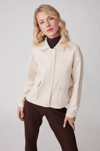 SUEDE JACKET WITH COVER POCKET ZIPPERS