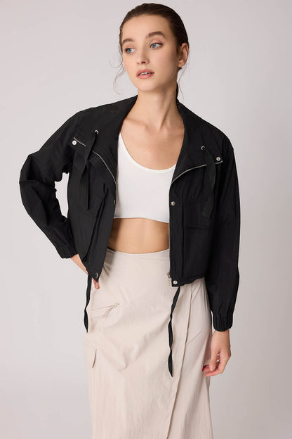 COVER POCKET PARACHUTE CLOTH CROP JACKET