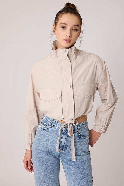 COVER POCKET PARACHUTE CLOTH CROP JACKET