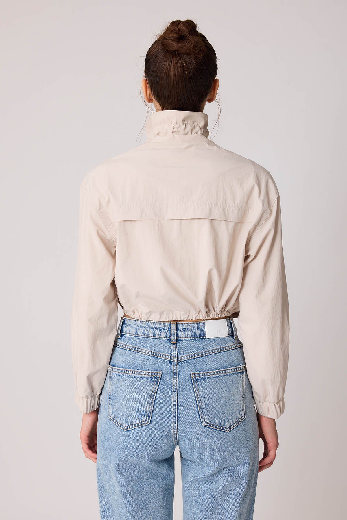 COVER POCKET PARACHUTE CLOTH CROP JACKET