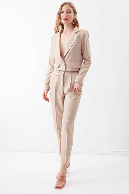 ONE BUTTON CROP JACKET WITH COVER POCKET