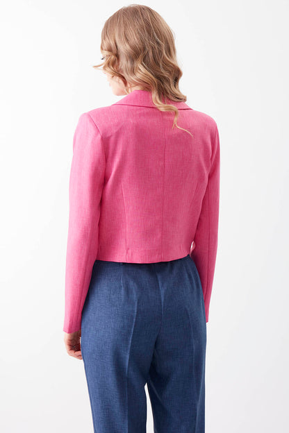 ONE BUTTON CROP JACKET WITH COVER POCKET