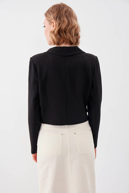 ONE BUTTON CROP JACKET WITH COVER POCKET
