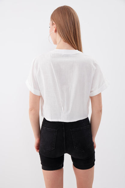 VISON CROP SHIRT WITH COVERED POCKET