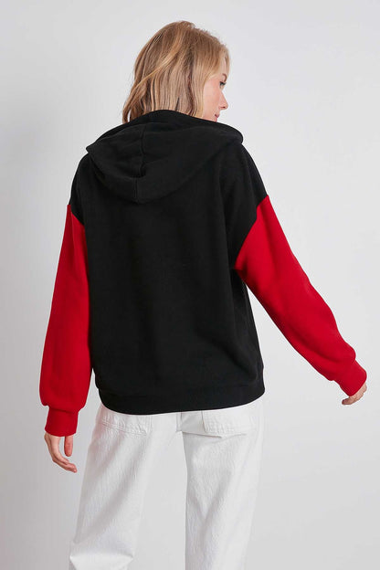 COLOR BRANDED SLEEVES HODDED SWEATSHIRT