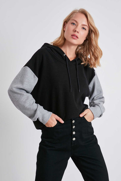 COLOR BRANDED SLEEVES HODDED SWEATSHIRT