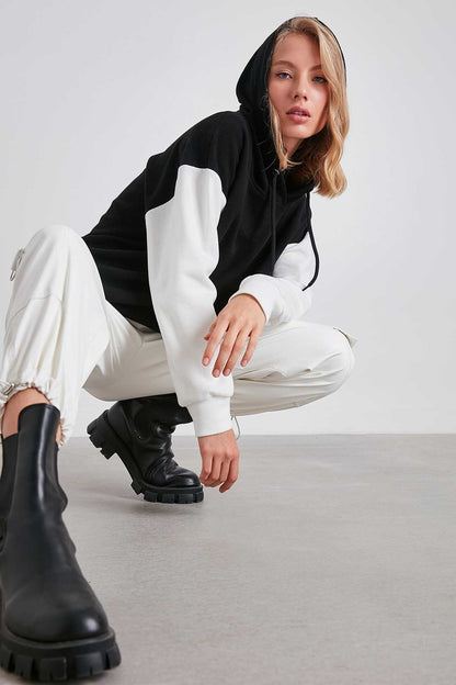 COLOR BRANDED SLEEVES HODDED SWEATSHIRT
