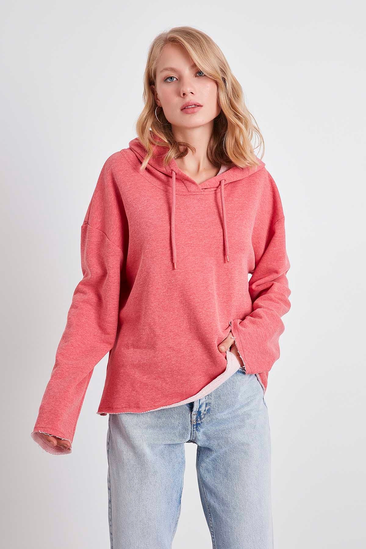 HOODED THREE-STRAND LOOSE SWEATSHIRT