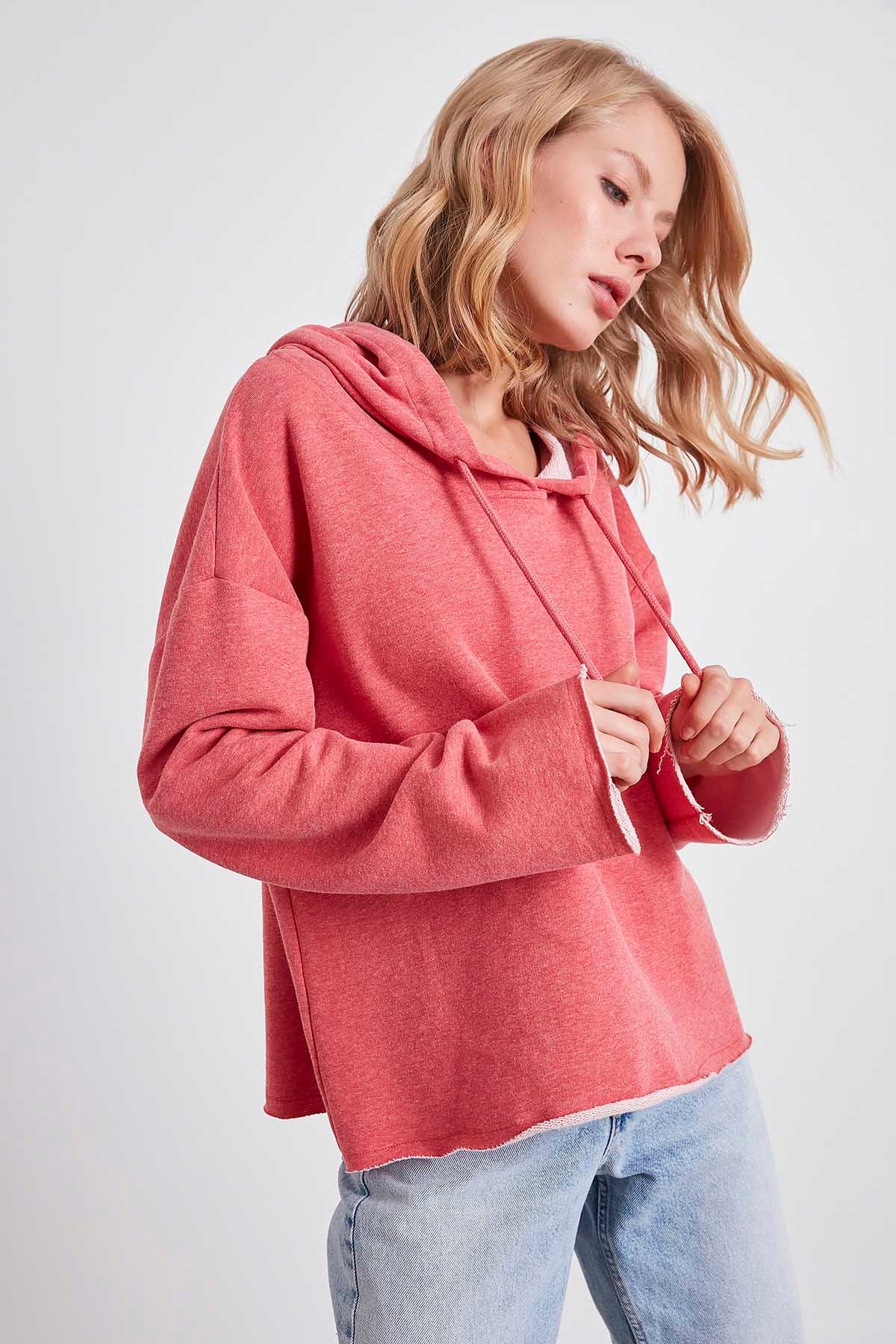 HOODED THREE-STRAND LOOSE SWEATSHIRT