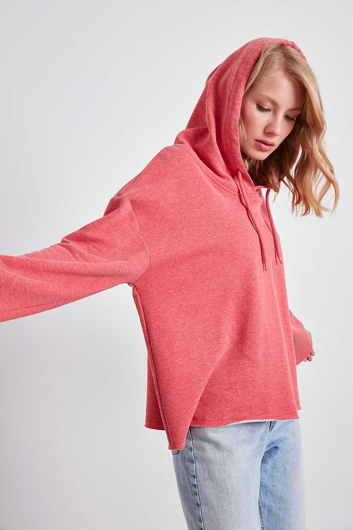 HOODED THREE-STRAND LOOSE SWEATSHIRT